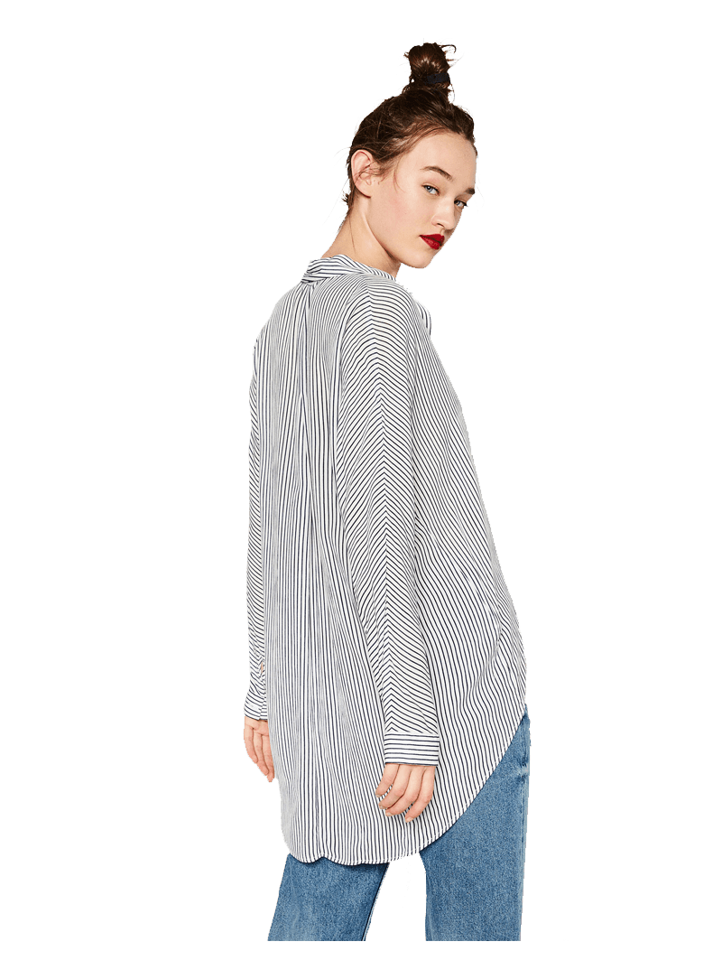 Zara OVERSIZED SHIRT White Navy