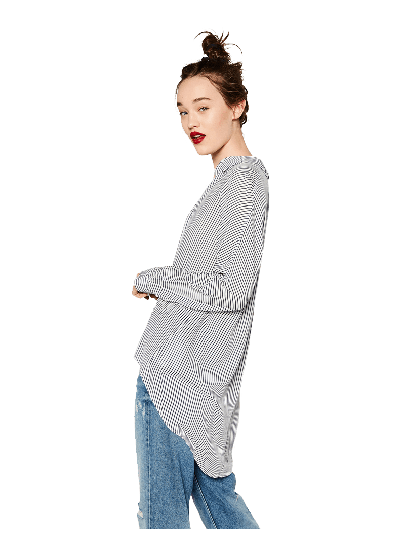 Zara OVERSIZED SHIRT White Navy