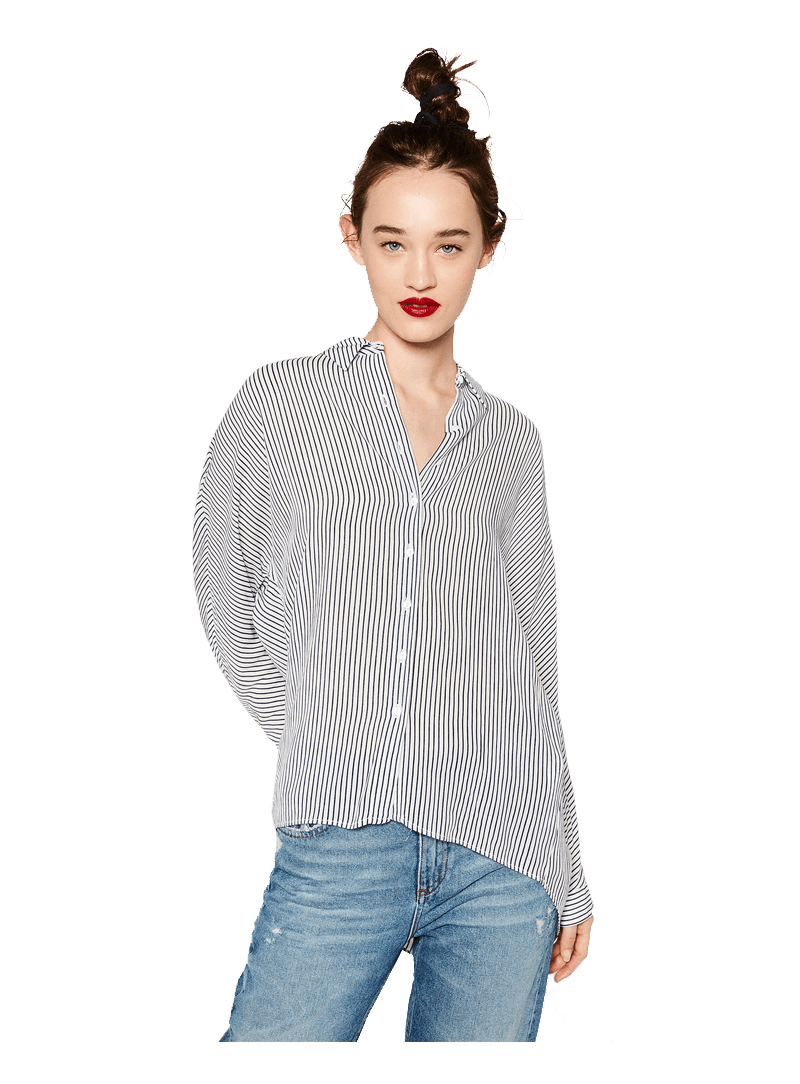 Zara OVERSIZED SHIRT White Navy