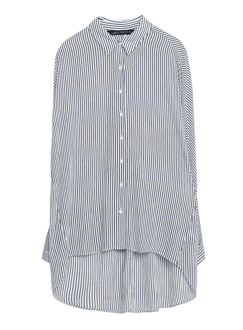 Zara OVERSIZED SHIRT White Navy