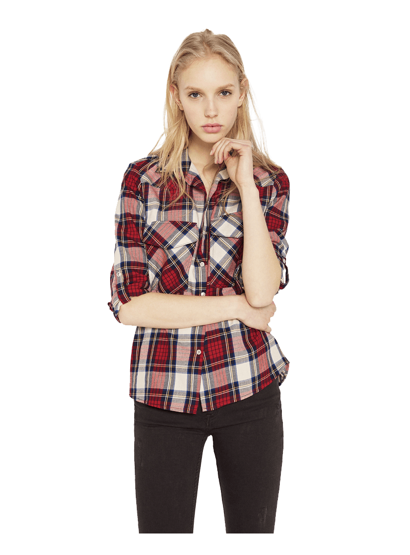 Zara V-NECK CHECK SHIRT