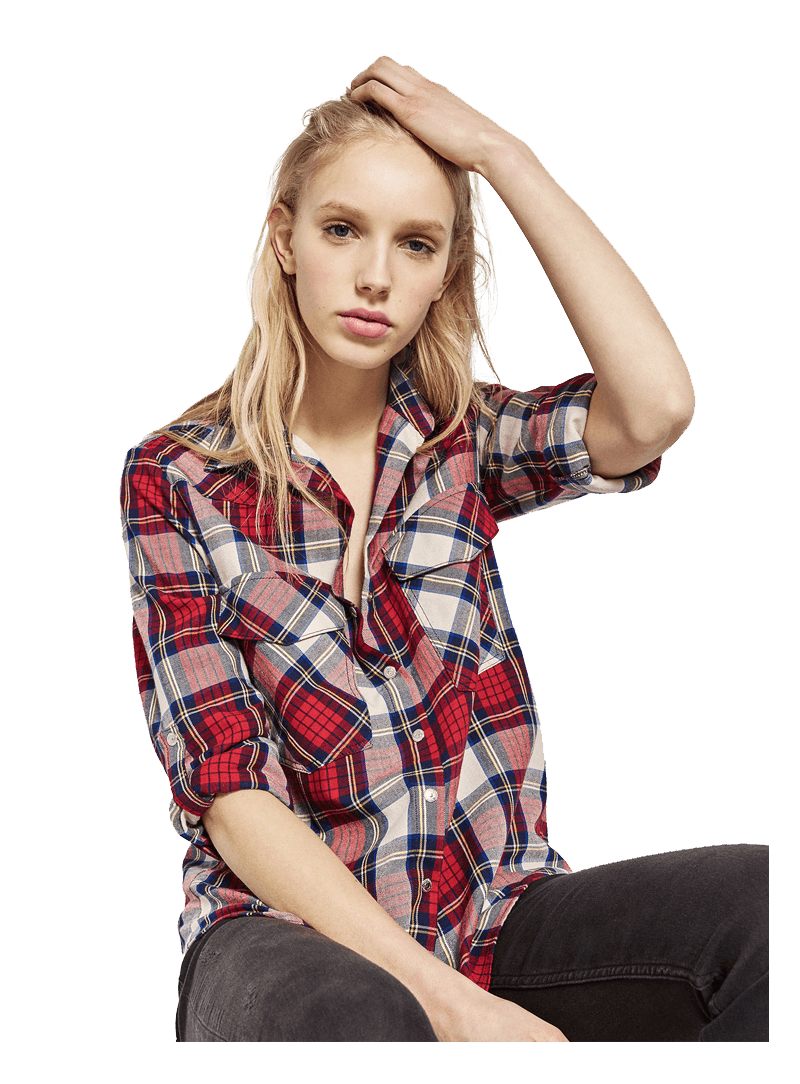 Zara V-NECK CHECK SHIRT