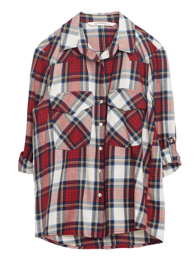 Zara V-NECK CHECK SHIRT